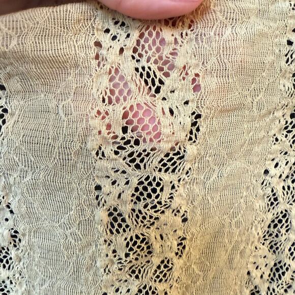 Vintage‎ Y2K Tag Rag Culture Beige Lace Stretch Top M Made in USA Cap Sleeve - Picture 3 of 13